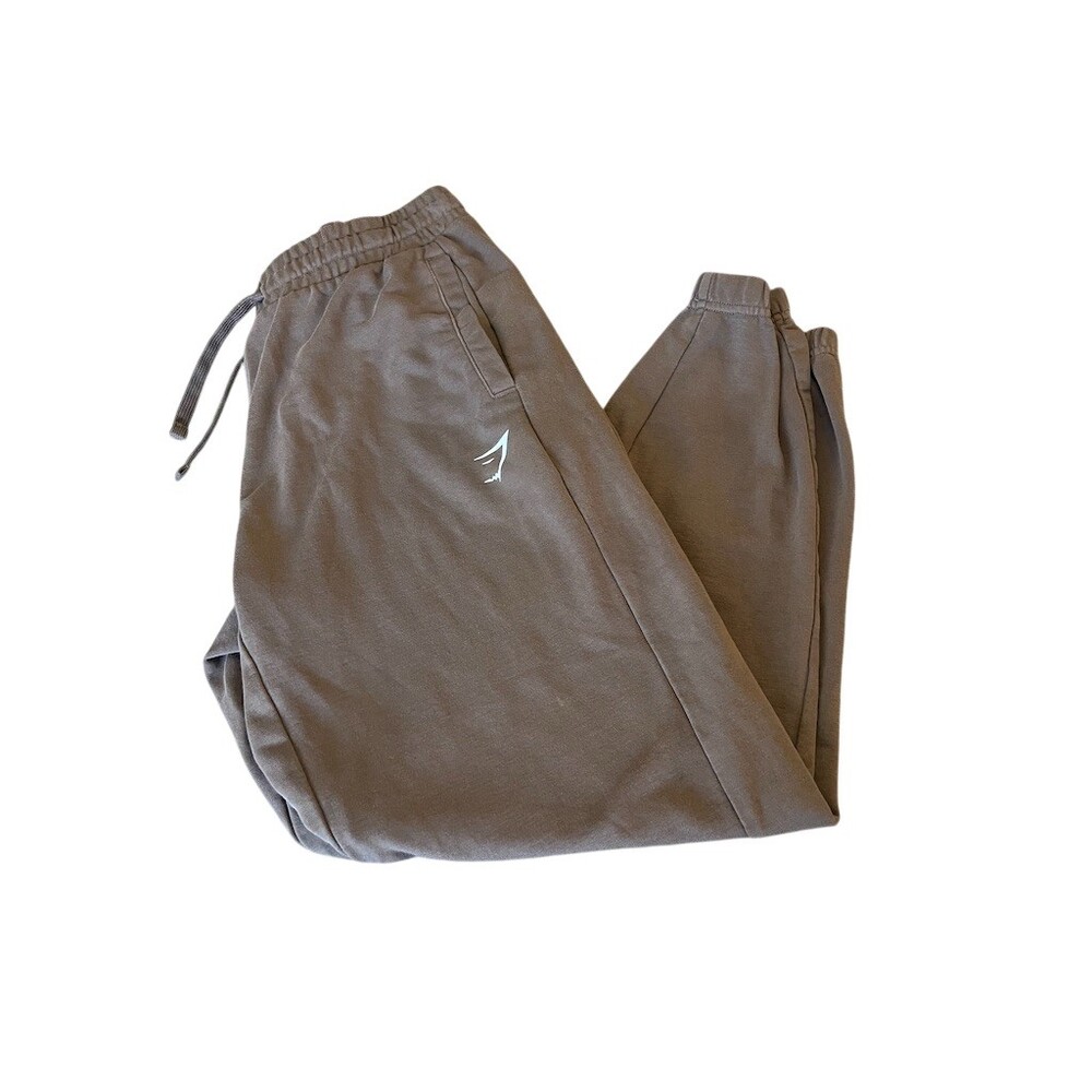 Gymshark Jogger Sweatpants Mens XL Brown Drawstring Elastic Cuffs Logo Training